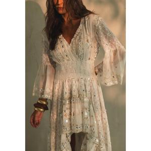 High Fashion Embroidered Viscose Summer A-Line <b>Mini</b> Dresses Eco-Friendly Breathable Regular Sleeve Boho Lace Party Evening - Product Image 3