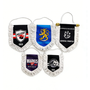 Drapeau d'échange personnalisé en tissu satiné brillant pour équipes de football, avec tige en PVC, pour cadeaux de visite de club, commande en gros, conception gratuite - Product Image 2
