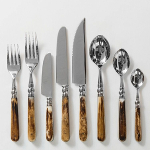 Juego de Cubiertos de Acero Inoxidable de 5 Piezas con Mango de Hueso, Juego de Cubiertos con Tenedor, Cuchara y Cuchillo para Mesa de Boda - Product Image 2