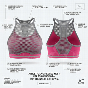 New Design Trendy Breathable Mesh Sports <b>Bra</b> Fitness Yoga Running Padded Quick Dry Activewear Custom Embroidery Logo Sports <b>Bra</b> - Product Image 2