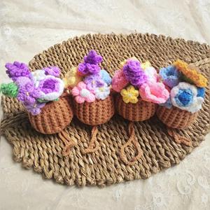 Flores de lana de ganchillo hechas a mano para decoración del hogar duraderas que nunca se desvanecen para Navidad graduación Halloween Año Nuevo plantas decorativas - Product Image 3