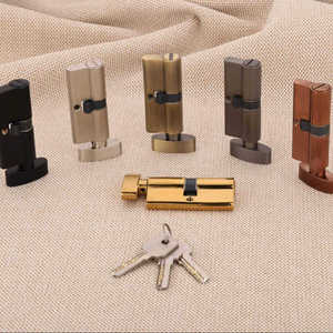 premium 80mm solid brass cylindrical <b>handle</b> set secure keyed entry knob combination with multi-key pack for luxury villas - Product Image 5
