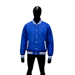 Blouson Bomber Varsity Bleu Royal Premium pour Homme – Style Décontracté, Col Rabattu, Boutons en Corne, Coupe Classique, Vêtement d'Hiver Écoresponsable - Product Image 1
