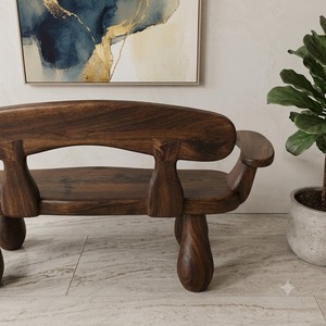 Banc d'extérieur Luxali C009 en noyer massif, fabriqué à la main, design moderne, écologique, durable, 3 places, prix usine. - Product Image 5