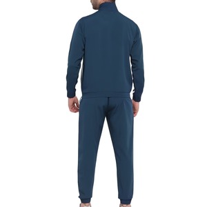 Survêtement pour homme bleu marine à blocs de couleur, manches longues, col rond, fermeture éclair, coupe sportive, respirant, pour l'automne - Product Image 2