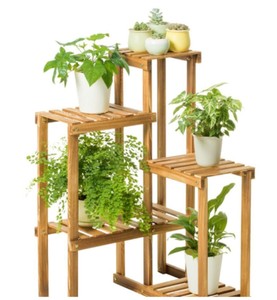 Support à plantes multifonctionnel à plusieurs niveaux en bois massif, étagère intérieure/extérieure, support de rangement pour pots de fleurs à plusieurs niveaux pour jardin et patio - Product Image 1