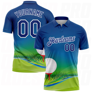Men's Golf <b>Polo</b> Shirt Short Sleeve Sublimation Print Quick Dry 100% Polyester Sporty Gradient Color Front Logo Design - Product Image 5