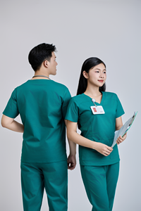 ชุดยูนิฟอร์มโรงพยาบาล FMF สำหรับบุรุษและสตรี |   ชุดยูนิฟอร์มทางการแพทย์ผ้าวอร์สเต็ดสีเขียวสำหรับการผ่าตัด - Product Image 2