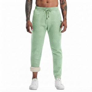 DROGEN EXPORT Mens Lightweight Fleece Lined <b>Linen</b>/Cotton Drawstring Anti-Pilling Spring Warm Jogger Pants Casual Trousers - Product Image 1