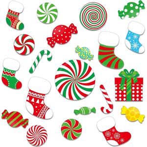 76 Pezzi Decorazioni Natalizie per Bacheca, Decorazioni Natalizie da Parete per Aula, Ritagli a Forma di Calza di Babbo Natale, Ritagli a Forma di Caramella, Decorazioni Natalizie - Product Image 2