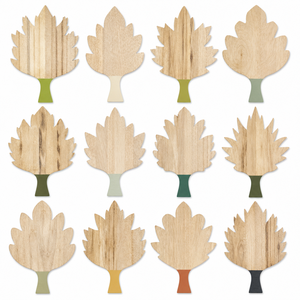 Tabla de cortar de madera con forma de hoja de arce hecha a mano, al por mayor, personalizada, con mango verde, tabla de servir de madera natural ecológica para - Product Image 2