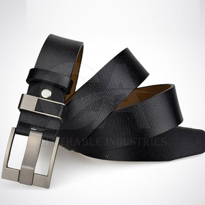 Ceinture personnalisée pour homme avec boucle ardillon, ensemble cadeau en cuir noir, ceinture en cuir de vachette à vendre 2026 - Product Image 6