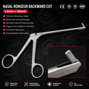 เครื่องมือผ่าตัดจมูกแบบตัดกลับด้าน ขนาด 3.5 มม. x 135 มม. ทำจากสแตนเลส ใช้สำหรับการส่องกล้องจมูก - Product Image 1
