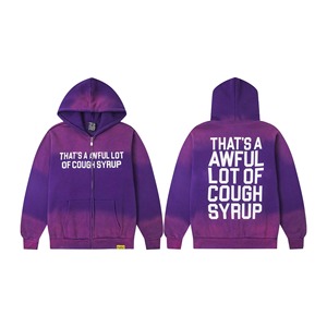เสื้อฮู้ดดี้คลาสสิคแบบซิปปี 2026 ผ้าฟลีซวินเทจเนื้อนุ่ม ระบายอากาศได้ดี ทรงหลวม ใส่ได้ทั้งชายและหญิง ลาย "THAT'S A AWFUL LOT OF COUGH SYRUP" สไตล์สตรีทแวร์ - Product Image 1
