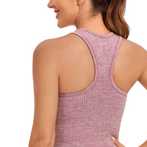 Top de yoga para mujer de material liso de secado rápido, ropa de entrenamiento de yoga para verano, top de yoga para mujer - Product Image 5