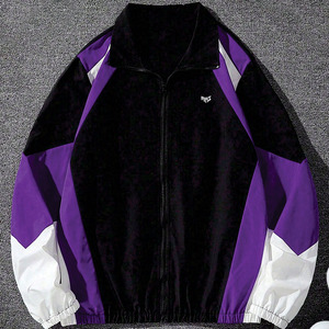 Veste coupe-vent zippée haut de gamme pour homme avec empiècements contrastés, imperméable et à capuche – Style streetwear – Vente en gros - Product Image 5