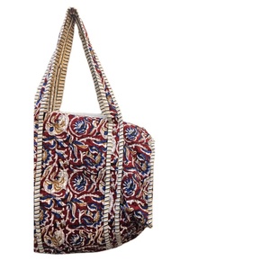 Indian handmade Block Print Cotton Duffle <b>Bag</b> for Women Quilted Floral Overnight Travel <b>Bag</b> Perfect Gift for her <b>Beach</b> wear - Product Image 3