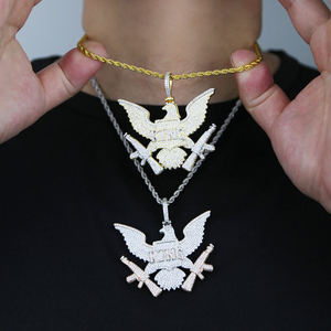 King Eagle Unique Iced Hip Hop Style 925 Sterling Silver Simulated Moissanite Brilliant Cut Diamond Pendant 14K Gold Charm - Product Image 6