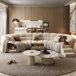 Divano Modulare Curvo Personalizzato con Cuccia per Animali, Arredamento di Lusso per Animali Domestici, Regalo, Divano Moderno per Soggiorno, Design OEM - Product Image 1