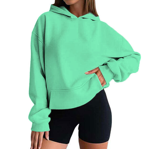 Sudadera Holgada de Forro Polar para Mujer, Color Sólido, Hombros Descubiertos, 100% Algodón, Impermeable, Estilo Moderno para Invierno - Product Image 3