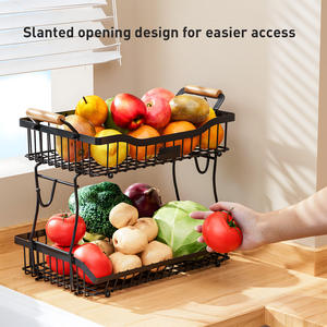 Panier de rangement moderne pour comptoir, idéal pour fruits, légumes, pommes de terre, oignons, ail, tomates, produits frais et pain - Product Image 2