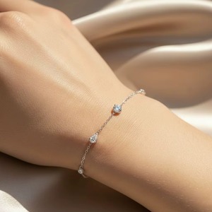ZAWO HOUSE Rodiyam Plated <b>Bracelet</b> Round Brilliant Cut Moissanite VVS1 Diamonds Classic Style Women's Everyday Wear - Product Image 4