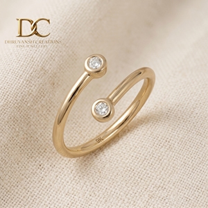 Classic Designer 14KT Solid Yellow Gold <b>Adjustable</b> <b>Ring</b> with Lab Grown Diamond IGI Certified Jewelry for Women's Wedding & Party - Product Image 5