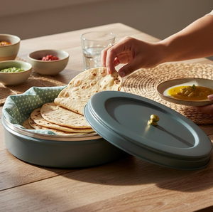 Stainless Steel Chapati Box 24cm Round With <b>Lid</b> Polished Finish Durable Stainless Steel Casserole <b>Pot</b> - Product Image 5