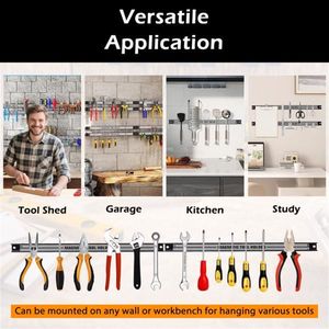 Silver <b>Magnetic</b> Tool Organizer <b>Strips</b> 6 Pack Carbon Steel Construction Clutter-Free Workspace Tool Holder - Product Image 3