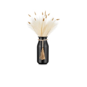 Jarrones Negros Minimalistas Modernos para Decoración del Hogar |   Florero de Metal de Lujo con Guirnalda de Borlas para Hoteles y Eventos de Boda - Product Image 1