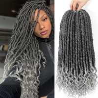 Extensions per capelli all'uncinetto Goddess Locs lisci da 18 pollici all'ingrosso, in fibra resistente al calore, con doppia trama a macchina, per donna