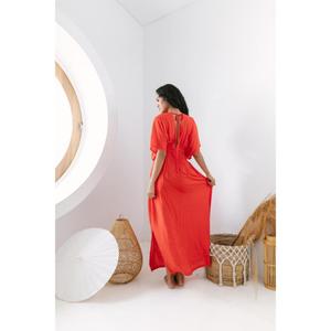 Women’s Solid Color V-Neck Maxi Dress Casual Loose Summer Beach <b>Kaftan</b> <b>Long</b> Dress - Product Image 4