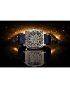 Luxury Men's Square Silver Citizen Quartz <b>Waterproof</b> <b>Watch</b> with Diamond Dial Sapphire Crystal Analog Leather Band - Product Image 3