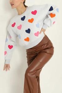 OEM 2026 <b>Heart</b> Patch Women's Plus Size Washed <b>Sweatshirt</b> Custom Logo Eco-Friendly Fleece Fabric Custom Cotton <b>sweatshirt</b> - Product Image 5