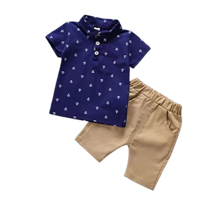 Ensemble de vêtements d'été en coton pour bébé et tout-petit, t-shirt et short, tenue pour petit garçon, motif gentleman, deux pièces - Product Image 3