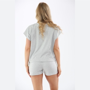 Conjunto de Camiseta y Pantalones Cortos para Mujer, Elegante, de Tela de Algodón Suave, Ligero y Cómodo, Atuendo de Verano Perfecto para Gimnasio y Correr - Product Image 4
