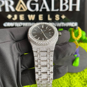 Montre automatique de luxe PJ entièrement sertie de moissanite, boîtier carré en acier inoxydable, saphir, étanche, style diamant - Product Image 6