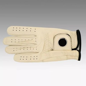 Gants de golf en cuir véritable, respirants, avec fermeture auto-agrippante, protection des mains pour le sport, unisexe, beige - Product Image 2