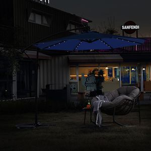 Ombrellone da Giardino a LED Solare Blu Navy da 3 Metri con Palo Laterale - Product Image 5