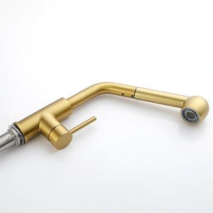 Rubinetto da Cucina in Acciaio Inox Dorato con Maniglia Singola e Doccetta Estraibile - Product Image 1