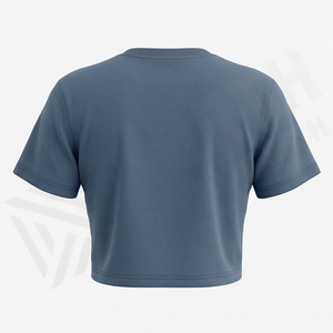 เสื้อยืดครอปท็อปผู้หญิงทรงสลิมฟิตผ้าฝ้ายพิมพ์ลายแขนสั้นคอกลมแฟชั่นสำหรับออกกำลังกาย - Product Image 2