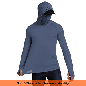 Men's UPF 50 Quick Dry Casual Fishing <b>Hoodie</b> Long Sleeve Anti-<b>Uv</b> Polyester Pullover Solid Color Outdoor Wear - Product Image 4
