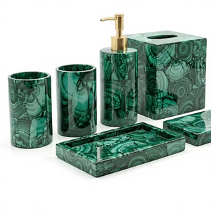 Juego de Baño de Resina Hecho a Mano Multiusos con Diseño Pulido y Pintado, Ideal para Decoración del Hogar y Estilismo de Baños - Product Image 1