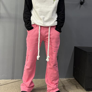 Pantalon de jogging tendance pour homme, coupe ample évasée, avec rivets et cordon de serrage - Product Image 2