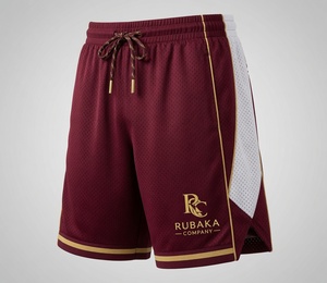Shorts de sport noirs avec empiècements latéraux rouges, poches cargo et cordon de serrage rouge, logo Huracan en studio pour vêtements de sport haut de gamme - Product Image 3