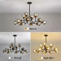 Lustre Sputnik en verre SIMIG, style moderne du milieu du siècle, noir mat et or, luminaire de plafond pour chambre à coucher, salon, cuisine