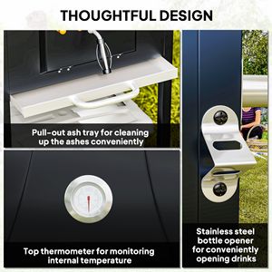 Portable Outdoor Charcoal <b>BBQ</b> <b>Grill</b> Side Table Bottom Storage Shelf for Camping Backyard Picnic Barbecue Cooker-New Condition - Product Image 6