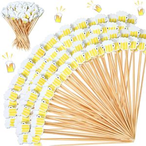 4.7 Inch 100 Pcs Bamboo Cocktail Picks Beer Toothpicks for Appetizers and Oktoberfest Decorations Party Decorative Set - Product Image 1