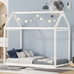 Letto a casetta in legno bianco per bambini, misura Twin - Product Image 1