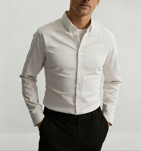Chemise à manches longues pour homme, coupe ajustée, couleur unie, col à revers, adaptée à diverses occasions telles que les occasions décontractées, les mariages et les rendez-vous - Product Image 1